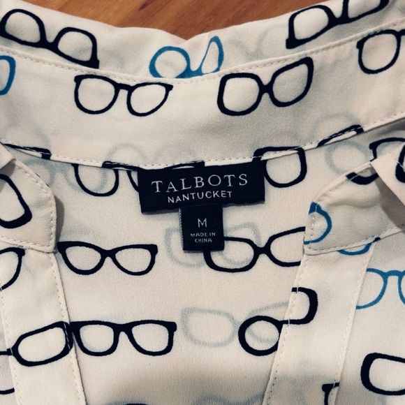 Women’s Talbots Shirt Size Medium White with glasses design - Picture 6 of 6